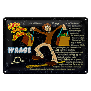 Blechschild Sternzeichen 30x20cm Waage Planet Venus