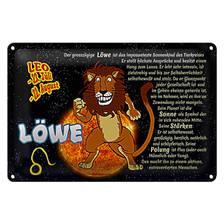 Blechschild Sternzeichen 30x20cm Löwe Planet Sonne