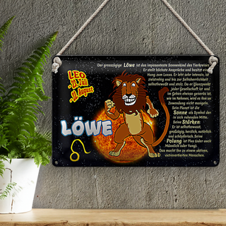 Blechschild Sternzeichen 30x20cm Löwe Planet Sonne
