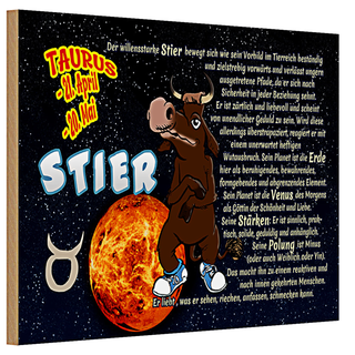 Holzschild Sternzeichen 30x20cm Stier Planet Venus
