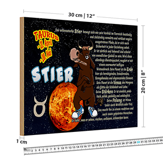 Holzschild Sternzeichen 30x20cm Stier Planet Venus