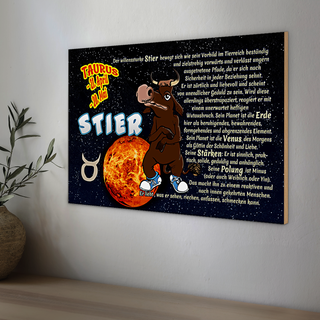 Holzschild Sternzeichen 30x20cm Stier Planet Venus