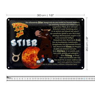 Blechschild Sternzeichen 30x20cm Stier Planet Venus
