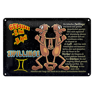 Blechschild Sternzeichen 30x20cm Zwillinge Planet Merkur