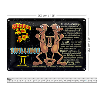 Blechschild Sternzeichen 30x20cm Zwillinge Planet Merkur