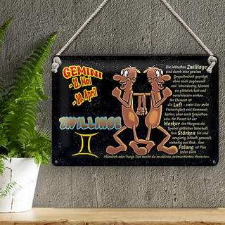Blechschild Sternzeichen 30x20cm Zwillinge Planet Merkur