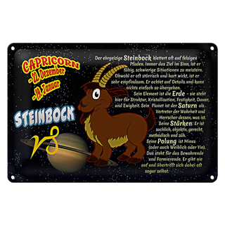 Blechschild Sternzeichen 30x20cm Steinbock Planet Saturn