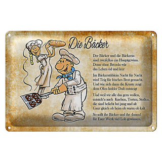 Blechschild Spruch 30x20cm Die Bäcker und die Bäckerin