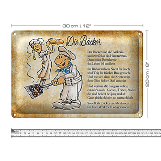 Blechschild Spruch 30x20cm Die Bäcker und die Bäckerin
