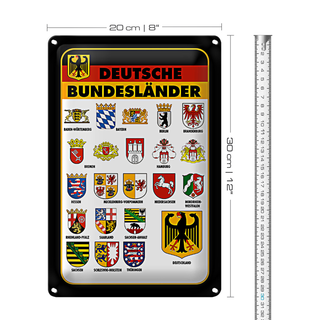 Blechschild Bundesländer 20x30cm Deutschland Wappen