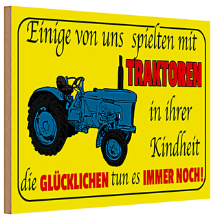 Holzschild Spruch 30x20cm einige spielten mit Traktoren