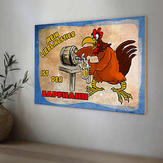 Holzschild Spruch 30x20cm mein Lieblingstier ist Zapfhahn