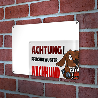 Blechschild Warnschild 30x20cm Achtung pflichtbewußter Hund