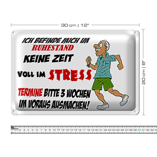 Blechschild Spruch 30x20cm ich befinde mich im Ruhestand