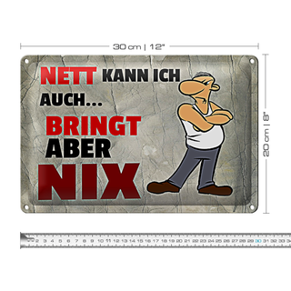 Blechschild Spruch 30x20cm nett kann ich aubringt aber nix