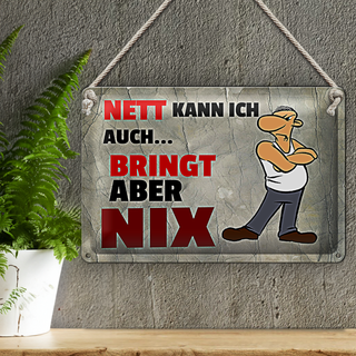 Blechschild Spruch 30x20cm nett kann ich aubringt aber nix