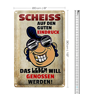 Blechschild Spruch 20x30cm Scheiß auf den guten Eindruck