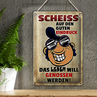 Blechschild Spruch 20x30cm Scheiß auf den guten Eindruck