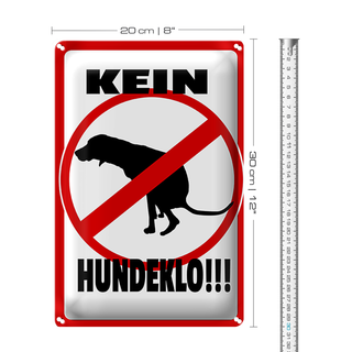 Blechschild HInweis 20x30cm Kein Hundeklo Tiere Hund
