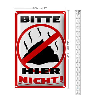 Blechschild Hinweis 20x30cm Bitte hier nicht Kot Tiere Hund