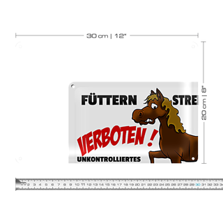 Blechschild Verbotsschild 30x20cm Füttern strengstens verboten