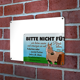 Blechschild Bitte nicht füttern 30x20cm kann Kolik auslösen