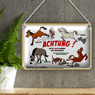 Blechschild Spruch 30x20cm Achtung keine Hunde auf Weide
