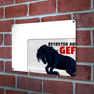 Blechschild Warnschild 30x20cm launisches Pferd Gefahr