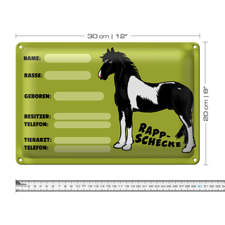 Blechschild Steckbrief Rappschecke 30x20cm Name Besitzer Rasse