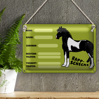 Blechschild Steckbrief Rappschecke 30x20cm Name Besitzer Rasse
