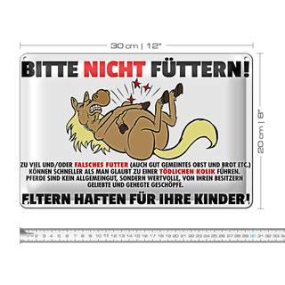 Blechschild Bitte nicht füttern 30x20cm Eltern haften für Kinder