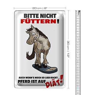 Blechschild Hinweis 20x30cm bitte nicht füttern Pferd Diät