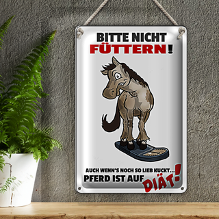 Blechschild Hinweis 20x30cm bitte nicht füttern Pferd Diät