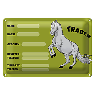 Blechschild Steckbrief 30x20cm Traber Angaben Name Besitzer