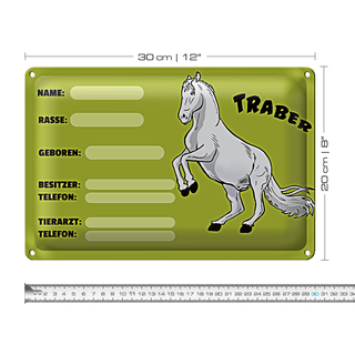 Blechschild Steckbrief 30x20cm Traber Angaben Name Besitzer