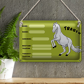 Blechschild Steckbrief 30x20cm Traber Angaben Name Besitzer