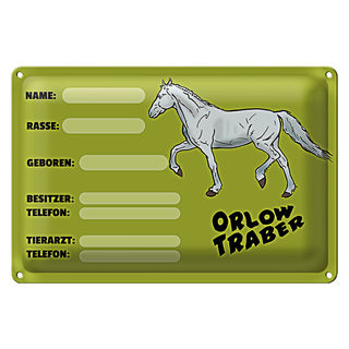 Blechschild Steckbrief Orlow Traber 30x20cm Name Besitzer Rasse