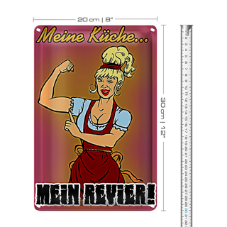 Blechschild Spruch 20x30cm Spruch Meine Küche mein Revier