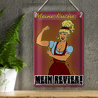 Blechschild Spruch 20x30cm Spruch Meine Küche mein Revier