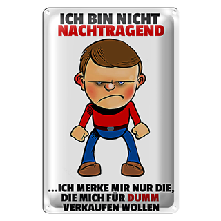 Blechschild Spruch 20x30cm bin nicht nachtragend merke mir