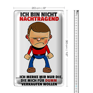 Blechschild Spruch 20x30cm bin nicht nachtragend merke mir