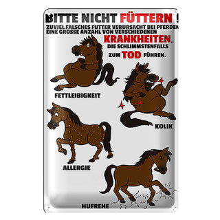Blechschild Hinweis 20x30cm bitte nicht füttern Pferd krank