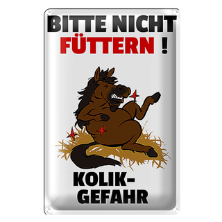 Blechschild Hinweis 20x30cm bitte nicht füttern Pferd Kolik