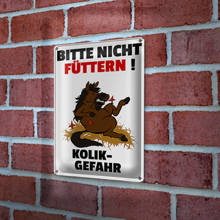 Blechschild Hinweis 20x30cm bitte nicht füttern Pferd Kolik