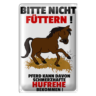 Blechschild Pferd 20x30cm nicht füttern schmerzhaft Hufrehe