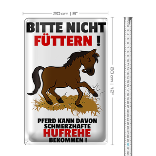 Blechschild Pferd 20x30cm nicht füttern schmerzhaft Hufrehe