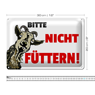 Blechschild Hinweis 30x20cm Tiere bitte nicht füttern Ziege