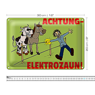 Blechschild Warnschild 30x20cm Achtung Elektrozaun