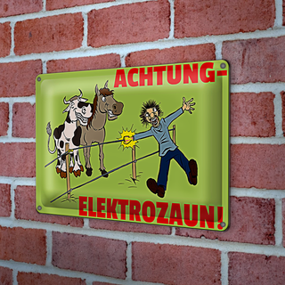 Blechschild Warnschild 30x20cm Achtung Elektrozaun