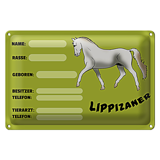 Blechschild Steckbrief Lippizaner 30x20cm Angaben Name Besitzer